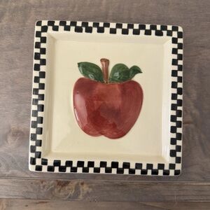 VTG Cottagecore Painted Apple Sakura China Co Ceramic Square Trivet Checkered